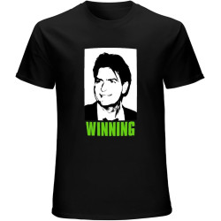 Men's Summer T-Shirt Charlie Sheen Winning Picture Image Button Closure