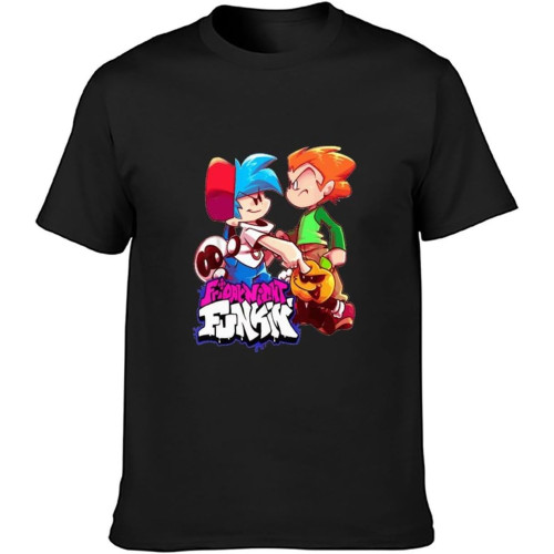 Men's T Shirt Friday Night Funkin Boyfriend and Pico Double Stitch Sleeves and Hem