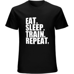 UPgentMMD gjg Mens Eat Sleep Train Repeat T-Shirt Shirt Top Short Sleeve Black UPgentMMD gjg Mens Eat Sleep Train Repeat T-Shirt Shirt Top Short Sleeve Black