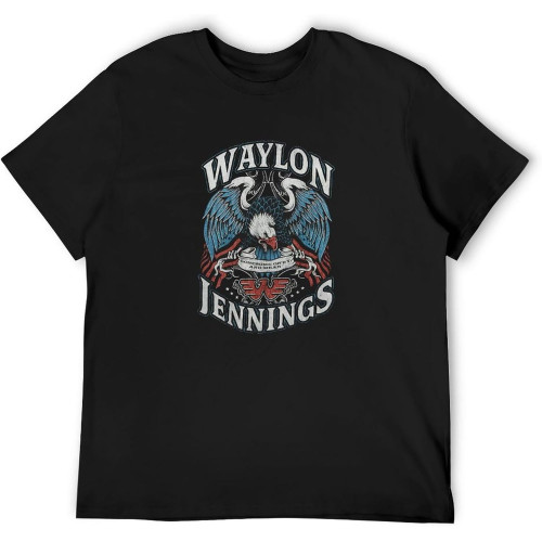 Men's Round Neck T-Shirt Waylon Jennings T-Shirt Lonesome Onry Onry Eagle Mens New S-3Xl Button Closure