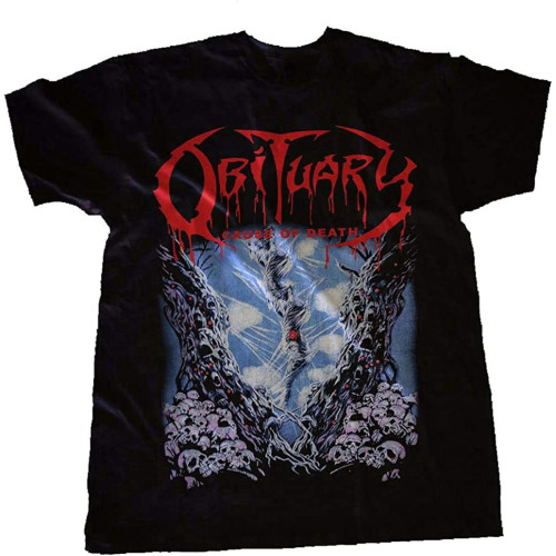 UPgentMMD Men's Round Neck T-Shirt AL Obituary-Cause of Death-Death Metal-Deicide-Death,T-Shirt Button Closure UPgentMMD Men's Round Neck T-Shirt AL Obituary-Cause of Death-Death Metal-Deicide-Death,T-Shirt Button Closure