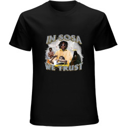 in Sosa We Trust Chief Keef T-Shirt for Men Hip Hop Music Funny Cotton Tee O Neck Short Sleeve T Shirts Graphic Printed Clothing Black