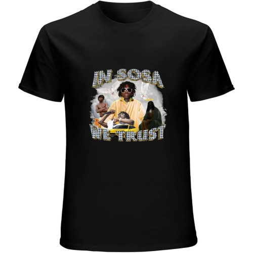 in Sosa We Trust Chief Keef T-Shirt for Men Hip Hop Music Funny Cotton Tee O Neck Short Sleeve T Shirts Graphic Printed Clothing Black in Sosa We Trust Chief Keef T-Shirt for Men Hip Hop Music Funny Cotton Tee O Neck Short Sleeve T Shirts Graphic Printed Clothing Black