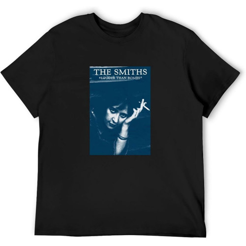 Men's T Shirt The Smiths Louder Than Bombs Close Up Blue OrganicRed Mens T Shirt Button Closure