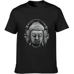Buddha Bansky Cuffie Bizzarro Street Art Graffiti Maglietta T-Shirt Graphic Tee Printed Top Mens T-Shirt Black Buddha Bansky Cuffie Bizzarro Street Art Graffiti Maglietta T-Shirt Graphic Tee Printed Top Mens T-Shirt Black