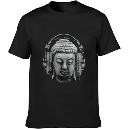 Buddha Bansky Cuffie Bizzarro Street Art Graffiti Maglietta T-Shirt Graphic Tee Printed Top Mens T-Shirt Black Buddha Bansky Cuffie Bizzarro Street Art Graffiti Maglietta T-Shirt Graphic Tee Printed Top Mens T-Shirt Black