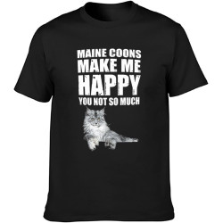 Maine Coons Make Me Happy You Not So Much T-Shirt Graphic Tee Printed Top Mens T-Shirt Black Maine Coons Make Me Happy You Not So Much T-Shirt Graphic Tee Printed Top Mens T-Shirt Black
