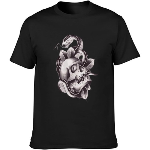 Skull & Snake Tattoo Goth Emo Men's T-Shirt Unisex Tee T-Shirt Black