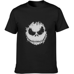 Jack Skellington Distressed Face Halloween Mens T-Shirt Casual Cotton Tees Tops T-Shirt Black