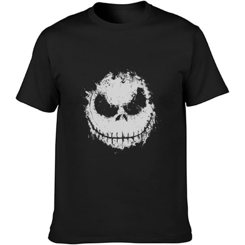 Jack Skellington Distressed Face Halloween Mens T-Shirt Casual Cotton Tees Tops T-Shirt Black
