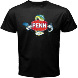 LEDPJY ANASER Penn Fishing Fish Symbol Logo Men's Black T-Shirt Black