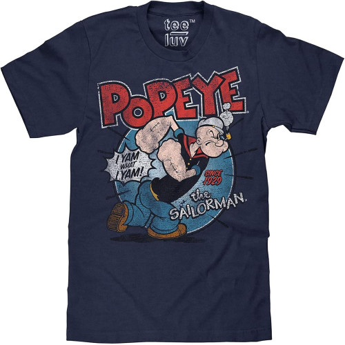 Popeye The Sailorman Men's T Shirt Navy XL Popeye The Sailorman Men's T Shirt Navy XL