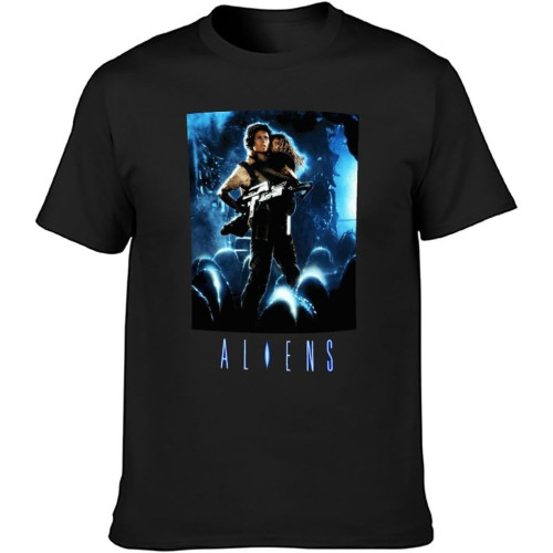 Aliens Movie Poster Sigourney Weaver Men's T-Shirt Graphic Unisex Black Top Shirt Aliens Movie Poster Sigourney Weaver Men's T-Shirt Graphic Unisex Black Top Shirt
