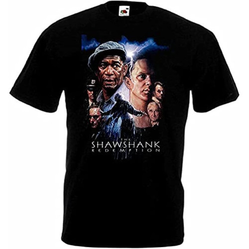 ZSKKCNUK The Shawshank Redemption V2 T Shirt Black Movie Poster S-5Xl