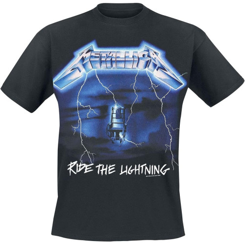 ZSKKCNUK POLDBBs Men's Ride The Lightning Tracks (Back Print) Slim Fit T-Shirt Black