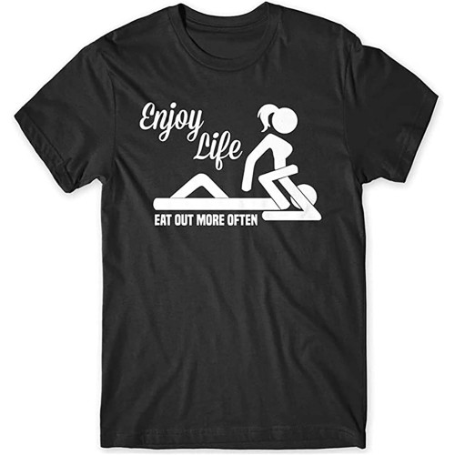 KUDOU Enjoy Life Eat Out More Often Mens Funny T-Shirt Black Black KUDOU Enjoy Life Eat Out More Often Mens Funny T-Shirt Black Black