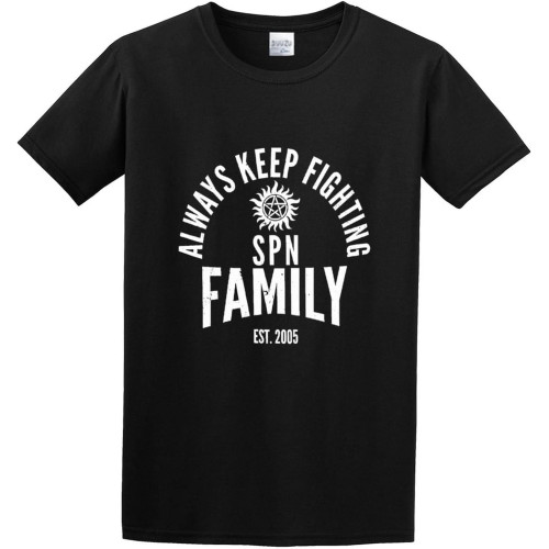 Men's Always Keep Fighting SPN Family Print T Shirt