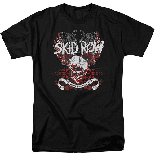 Skid Row Winged Skull Mens Short Sleeve T Shirt Black Black Skid Row Winged Skull Mens Short Sleeve T Shirt Black Black