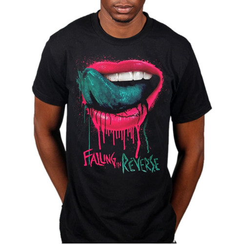 Falling in Reverse Lips T-Shirt Rock Band Ronnie Radke Black