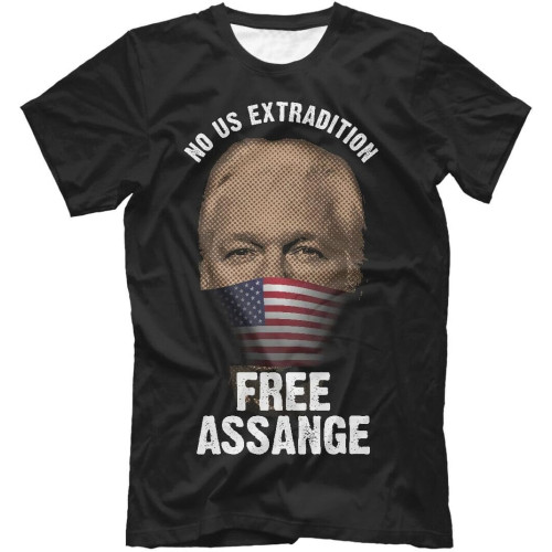 Free Assange t-Shirt - Julian Paul No US Extradition Print tee Freedom of Speech Black Free Assange t-Shirt - Julian Paul No US Extradition Print tee Freedom of Speech Black