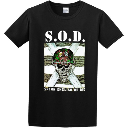Mens Tshirt Funny S.O.D. Speak English Or Die Tee Shirts for Adult Size L Black Mens Tshirt Funny S.O.D. Speak English Or Die Tee Shirts for Adult Size L Black