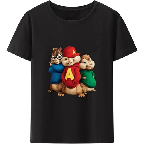 Animated Comedy Alvin and The Chipmunks Mens T-Shirt Black Unisex Tee XXL Animated Comedy Alvin and The Chipmunks Mens T-Shirt Black Unisex Tee XXL