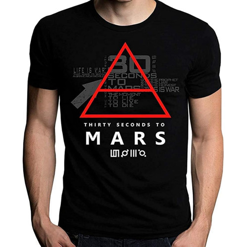 WDDKCNUK 30 Thirty Seconds to Mars Glyphic Symbol Men's Round Neck T-Shirt 3XL Black