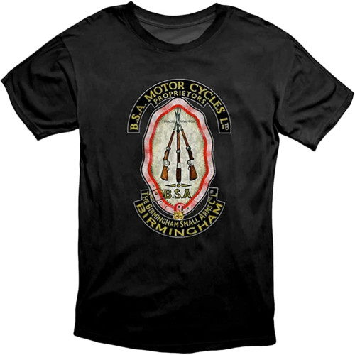 BSA Vintage Style Motorcycle Mens T-Shirt Black Unisex Tee XL