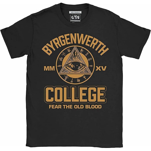 Byrgenwerth College Epic Gamer Gaming Tees Bloodborne Retro Mens T-Shirt Black Unisex Tee L