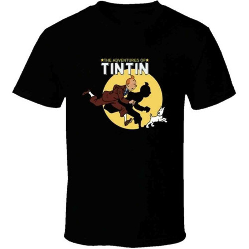 New The Adventures of Tin Tin Poster Men's Black T Shirt Black
