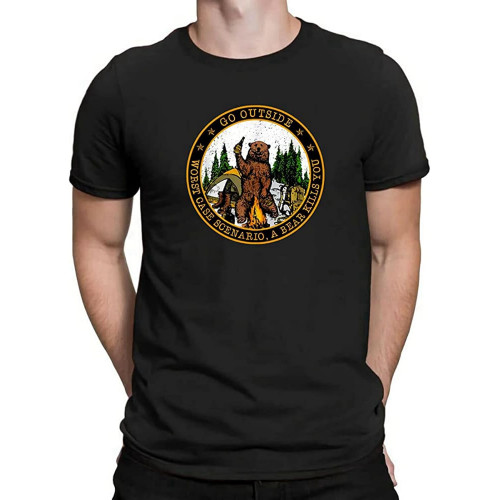 Go Outside Worst Case Scenario A Bear Kills You Retro Vintage T Shirt Go Outside Worst Case Scenario A Bear Kills You Retro Vintage T Shirt
