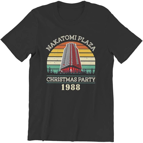 Die Hard Movie Christmas Party 1988 Bruce Willis Man Tshirt Retro Vintage Nakatomi Plaza Individuality T Shirt Streetwear Black