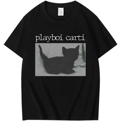 Streets Hip Hop Rapper Playboi Carti Cat Music Album Graphic Print T Shirt Cool Vintage Casual Oversized Black Streets Hip Hop Rapper Playboi Carti Cat Music Album Graphic Print T Shirt Cool Vintage Casual Oversized Black