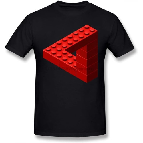 Escher-T-Shirt-Escher-Toy-Bricks-Red-T-Shirt-Cute-Tee-Shirt-Graphic-Men-Fashion
