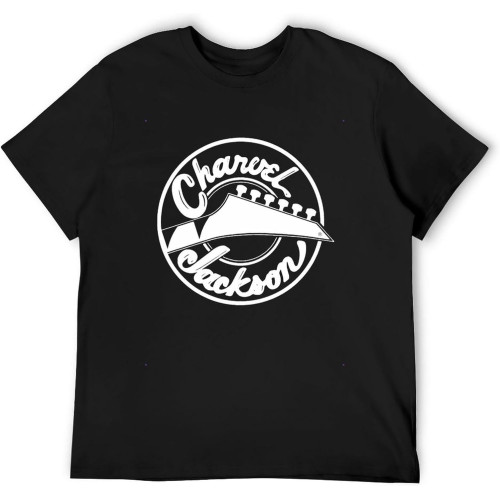 Men's T Shirt Charvel Jackson Guitar Double Stitch Sleeves and Hem Black Men's T Shirt Charvel Jackson Guitar Double Stitch Sleeves and Hem Black