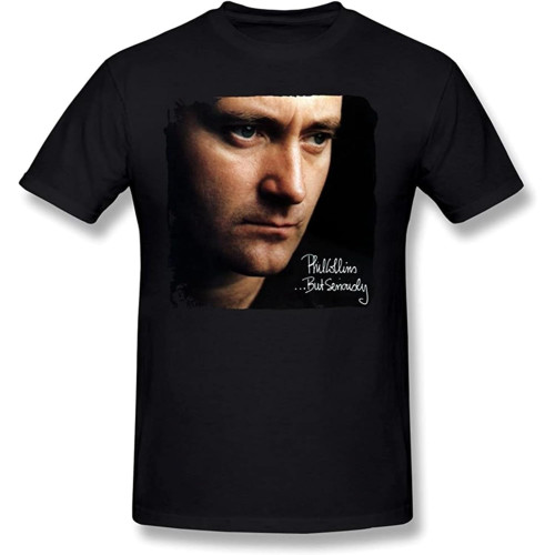 Men's Phil Collins But Seriously Poster T Shirts Black Men's Phil Collins But Seriously Poster T Shirts Black