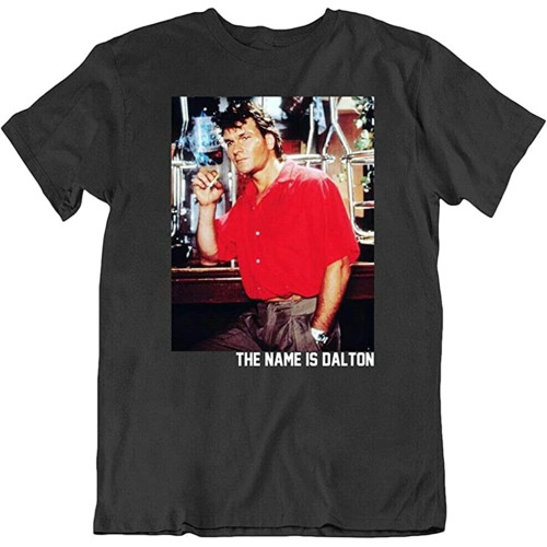 Men's Qvftre Retro 80'S Movie Roadhouse The Name is Dalton Patrick Swayze Movie Fan T Shirt Black