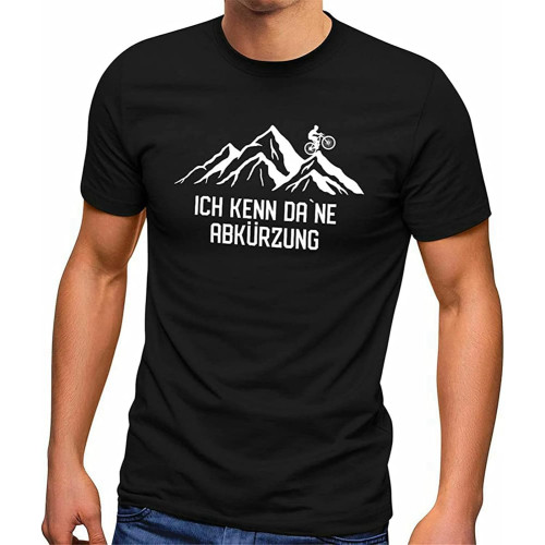 Mens T-Shirt I Identification as a Shortcut Bicycle Mountain Bike MTB Cycling Black