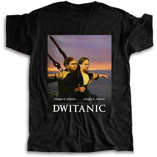 Men Titanic Dwight Schrute Dwitanic Graphic T-Shirt Unisex Black Tee