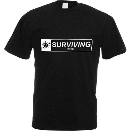 Surviving 2020 Mens Black Printed Mens T Shirt 100% Cotton Surviving 2020 Mens Black Printed Mens T Shirt 100% Cotton