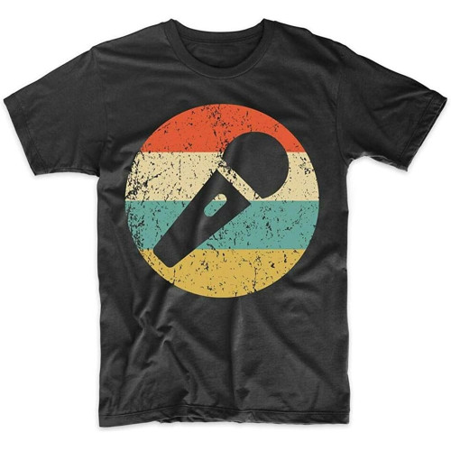 Men's Karaoke Singer Shirt - Retro Microphone Icon T-Shirt - Singer Shirt Shirt Top Short Sleeve