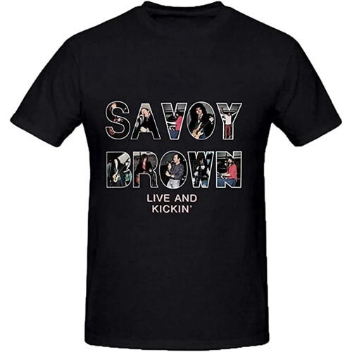 Savoy Brown Live and Kickin Graphic T Shirts for Men Crew Neck