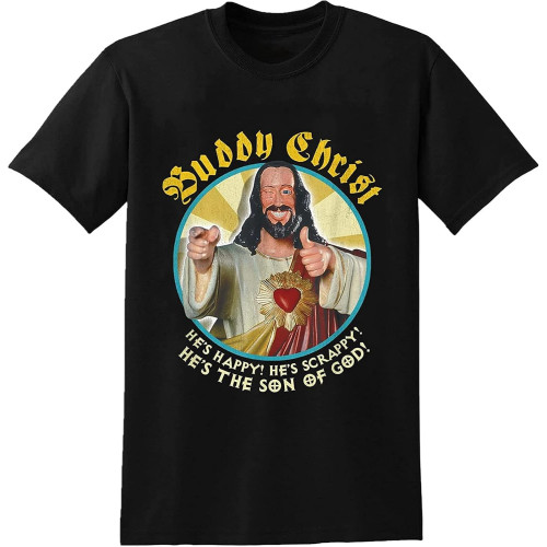 Jay and Silent Bob Buddy Christ Mens T-Shirt Unisex Streetwear Printed Short Sleeve Tee Shirt Black Jay and Silent Bob Buddy Christ Mens T-Shirt Unisex Streetwear Printed Short Sleeve Tee Shirt Black