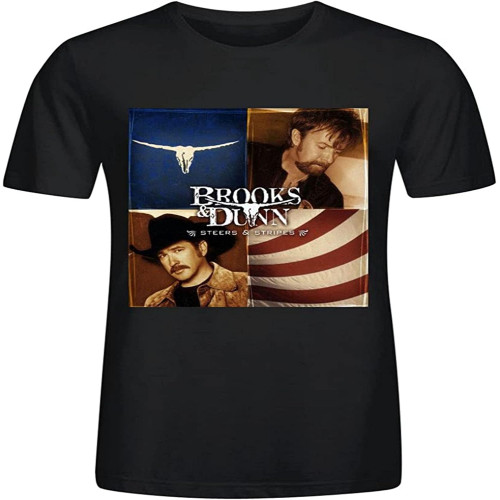 Brooks Dunn Steers and Stripes Custom Mens T Shirts Design Crew Neck