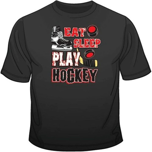 Play Hockey Black Mens Women T Shirt 100% Cotton You Choose Style, Size, Color Play Hockey Black Mens Women T Shirt 100% Cotton You Choose Style, Size, Color