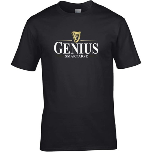 Genius Smartarse- Funny Spoof Irish Stout Parody Men's T-Shirt O-Neck Unisex Short Sleeve T-Shirt Black Genius Smartarse- Funny Spoof Irish Stout Parody Men's T-Shirt O-Neck Unisex Short Sleeve T-Shirt Black