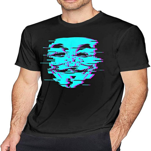 Anonymous Cotton Fabric Men's T-Shirt Top Crew Neck Unisex Short Sleeve T-Shirt Anonymous Cotton Fabric Men's T-Shirt Top Crew Neck Unisex Short Sleeve T-Shirt