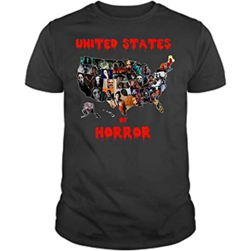 United States of Horror Halloween Shirt Crew Neck Unisex Short Sleeve T-Shirt United States of Horror Halloween Shirt Crew Neck Unisex Short Sleeve T-Shirt