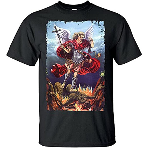 Saint Michael The Archelangel Destroy Devil V Catolic Crew Neck Unisex Short Sleeve T-Shirt