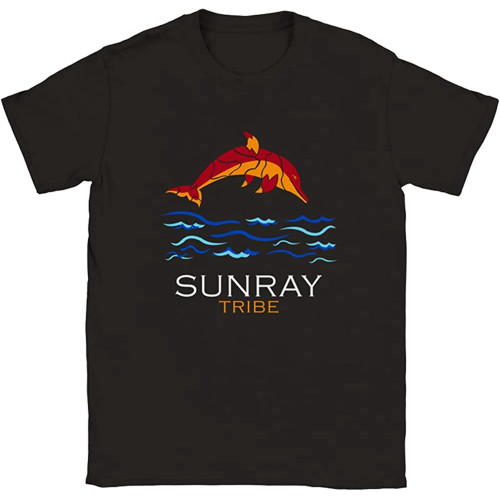 Dolphin Mens T Shirt 100% Cotton Sunray Tribe Black O-Neck Unisex Short Sleeve T-Shirt Black Dolphin Mens T Shirt 100% Cotton Sunray Tribe Black O-Neck Unisex Short Sleeve T-Shirt Black